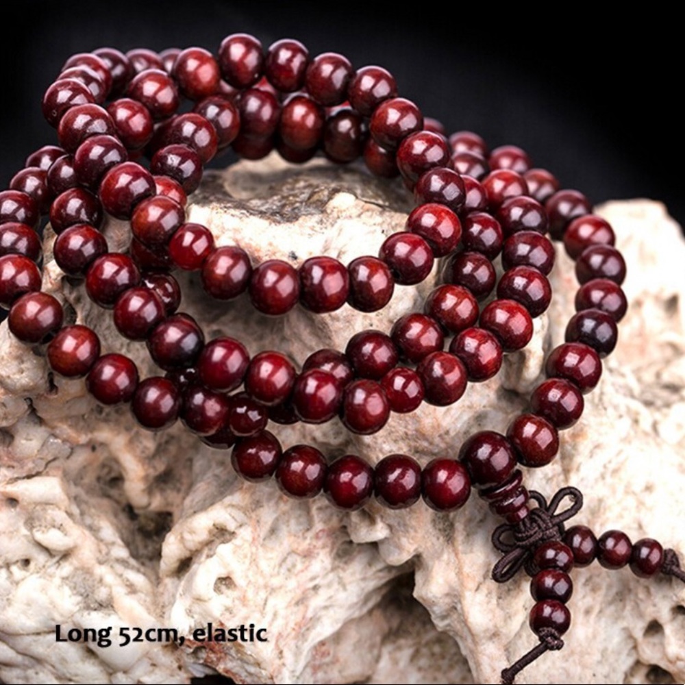 NEW 6mm 108 Bead Green Mala Rosewood Zen Prayer Meditationn Bracelet Necklace - Picture 3 of 6